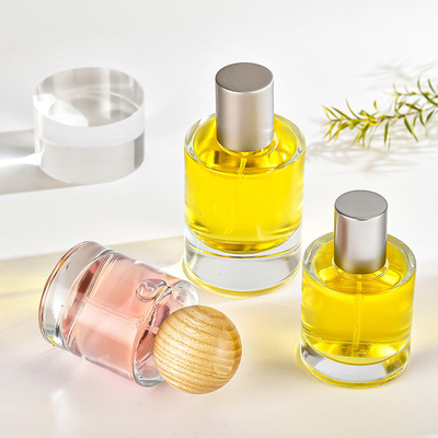 Beli Parfum Kaca Botol 30Ml 50Ml Bayonet Silinder Transparan Parfum Sub-Paket Kosmetik Botol Semprot dengan Penutup Kayu online manufacture