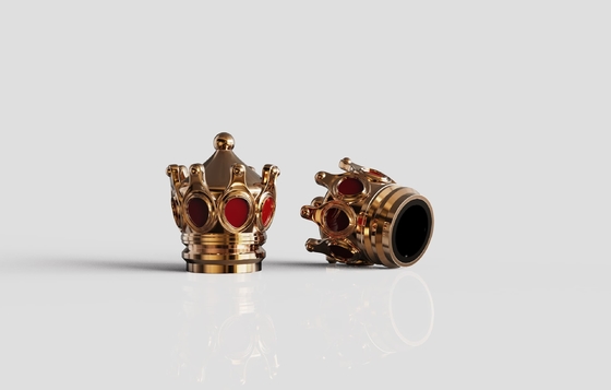 Beli Emas berkilau Customized berbentuk mahkota Zamak Perfume Caps Zinc Perfume Bottle Caps online manufacture