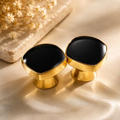 Beli Klip Botol Parfum Logam Kristal Hitam Geometri Mewah dengan Finish Emas Electroplated pembuatan online