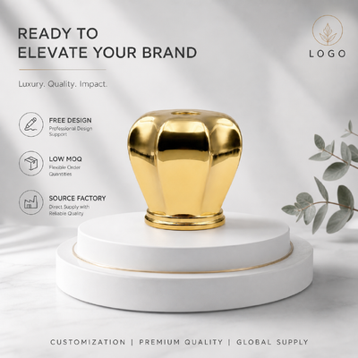 Beli Luxury Multi Curved Faceted Zinc Alloy Perfume Cap Mirror Gold Electroplated Zamac Fragrance Bottle Lid Custom Logo OEM ODM Sumber Pabrik Grosir pembuatan online