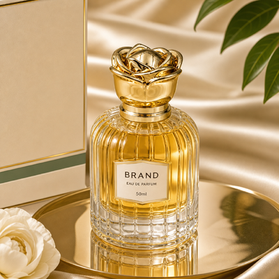 Beli Logo Kustom Pabrik Cermin Dipoles 3D Mekar Penuh Mawar Zamac Tutup Parfum Gloss Emas Mangkuk Paduan Seng Tutup Bunga Bulat Kompatibel FEA15 Botol Parfum Oud Wanita Kaca pembuatan online
