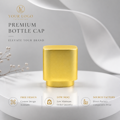 Beli Sumber Pabrik Custom Logo Matte Gold Round Corner Square Zinc Alloy Perfume Cap Low MOQ Two Step Metal Scent Cover Untuk Kemasan Botol Perfume Kosmetik pembuatan online