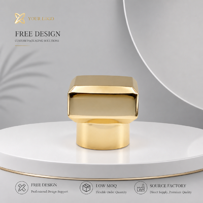 Beli Mirror Gold Beveled Square Two-tier Zinc Alloy Perfume Cap Custom Polished Metal Fragrance Lid Untuk Designer Mewah Botol Parfum Kaca Kosong pembuatan online