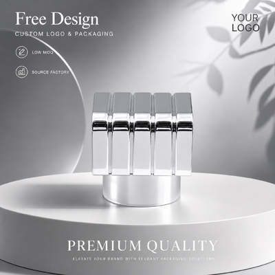 Beli Mirror Silver Vertical Striped Square Zinc Alloy Perfume Cap Custom Grooved Grid Metal Fragrance Lid Model JH5047 Untuk Designer Mewah Botol Parfum Kaca Kosong pembuatan online