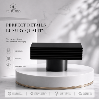 Beli Matte Black Horizontal Ribbed Rectangle Zinc Alloy Perfume Cap Custom Striped Metal Fragrance Lid Model JH5082 Untuk Designer Mewah Botol Parfum Kaca Kosong pembuatan online