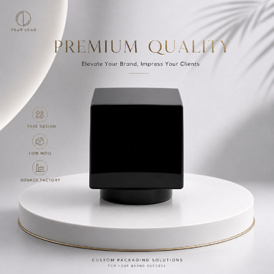 Beli Tutup Parfum Aloi Seng Persegi Hitam Solid Mengkilap Model Tutup Aroma Logam Kubus Halus Kustom Model JH5080 untuk Botol Parfum Kaca Desainer Kosong Mewah pembuatan online