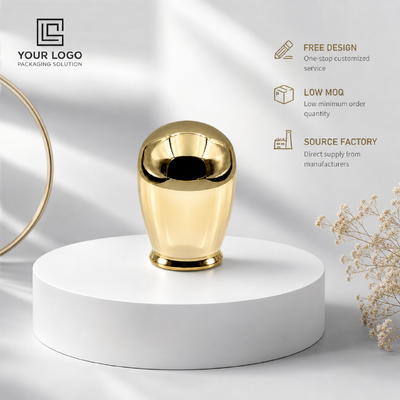 Beli Luxury Mirror Gold Oval Dome Zinc Alloy Perfume Cap Custom Curved Metal Fragrance Bottle Lid For Cosmetic Perfume Glass Bottle dengan warna hitam dan putih pembuatan online