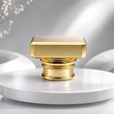 Beli Sumber Pabrik Cermin Emas Beveled persegi panjang Multi Ring Zinc Alloy Perfume Cap Custom Polished Metal Fragrance Lid Untuk Desainer Mewah Empty Glass Perfume Bottle Packaging pembuatan online