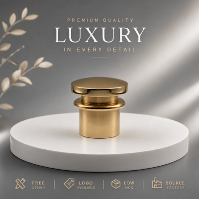 Beli Sumber Pabrik Custom Tiga Tingkat ditumpuk Round Disc Mirror Emas Zinc Alloy Perfume Cap OEM ODM Custom Ukiran Logo Zamac Metal Perfume Lid Untuk Mewah Square & Round Kaca Perfume Botol Magnetic pembuatan online