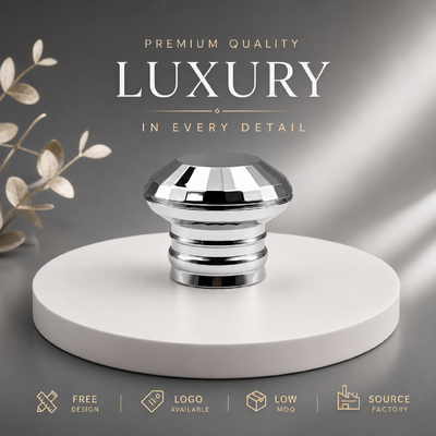Beli Tutup Botol Parfum Kubah Geometris Premium Multi Ring Chrome Silver Zinc Alloy Solid Heavy Zamac Metal Lid For High End Designer Perfume Packaging Magnetic pembuatan online