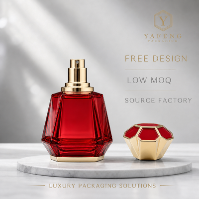 Beli Tutup Botol Parfum Zinc Alloy Potongan Berlian Grosir Pabrik Berlapis Emas Enamel Merah Zamac Tutup Botol Pewangi Logo Kustom OEM Penutup Parfum Logam pembuatan online