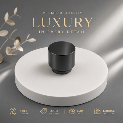 Beli Tutup Pewangi Paduan Seng Silinder Minimalis Hitam Gosok Dek Ganda Atas Botol Parfum Logo Kustom Untuk Botol Kaca Parfum Magnetik pembuatan online