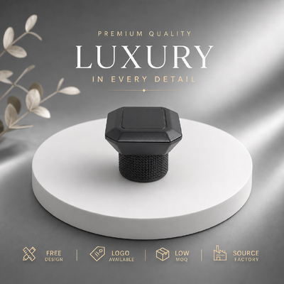 Beli Zinc Alloy Black Octagon Perfume Cap Custom Silk Screen Logo Keriting Metal Perfume Bottle Lid Untuk Botol Aroma Mewah pembuatan online