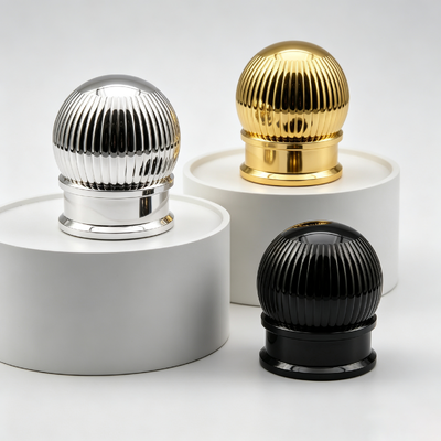 membeli Tutup Botol Parfum Zamac FEA15 Berusuk Vertikal dengan Bagian Atas Bulat, Tutup Botol Parfum Logam Bentuk Globe Electroplated, Logo Kustom OEM ODM, Tutup Parfum Zinc Alloy pembuatan online