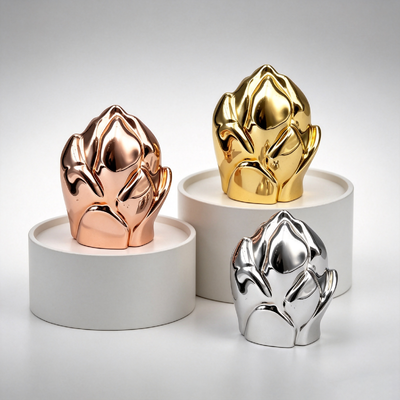 membeli Tutup Botol Parfum FEA15 Mewah Zinc Alloy 3D Emboss Bunga Kuncup Atas Electroplated Tutup Botol Pewangi Kustom Zamac Tutup Parfum pembuatan online