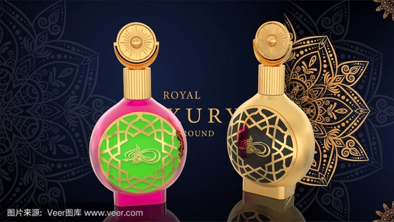 Perhiasan emas yang indah Zamak Cap Set untuk merek parfum Anda sendiri