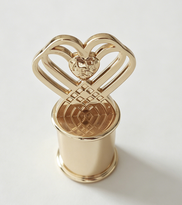 Double Heart Crown Zamak Perfume Cap - Emas Mewah
