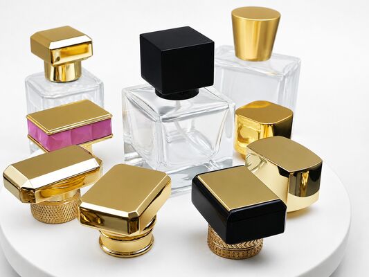 Square Zamac Cap - Desain mewah paduan seng ramah lingkungan dengan pencetakan logo yang disesuaikan untuk botol parfum