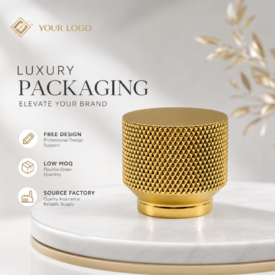 Tutup Parfum Silinder Paduan Seng Knurled Berlian Emas Mewah Logo Kustom Tutup Aroma Logam untuk Kemasan Kosmetik Parfum Kaca Desainer Kosong