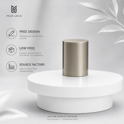 Grosir cermin halus sampanye emas silinder seng paduan parfum tutup logo khusus logam parfum tutup untuk mewah kosong kaca parfum kemasan kosmetik