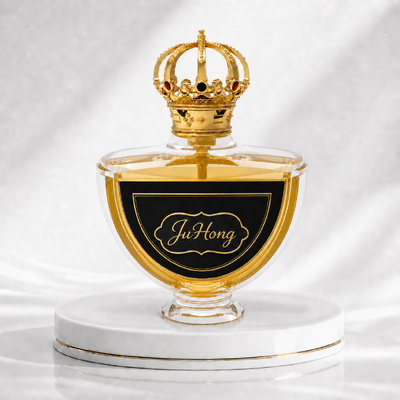 Crown Shape Zamac Perfume Cap dengan Inlaid Red Rhinestone.