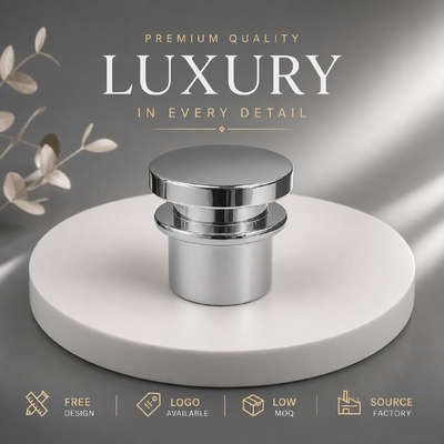 Tutup Pewangi Paduan Seng Kilap Tinggi Silinder Dek Ganda Aksesori Kemasan Parfum Logo Kustom