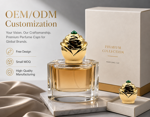 Golden Embossed Pine Cone Shape Perfume Cap Zinc Alloy Fragrance Bottle Top With Emerald Rhinestone Custom Luxury Perfume Packaging Aksesoris Magnetic