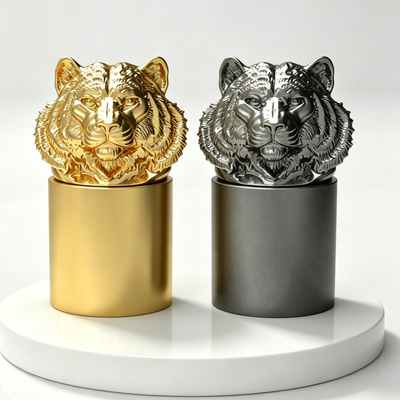 Tutup Parfum Zamac Zinc Alloy Kepala Harimau | Tutup Botol Patung Hewan Mewah
