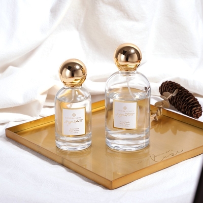 OEM Botol Parfum Mewah Kaca Bulat Kosong Zamac Gold 50ML 100ML
